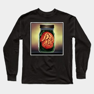 Vintage PIckled Brain in Jar for Halloween Long Sleeve T-Shirt